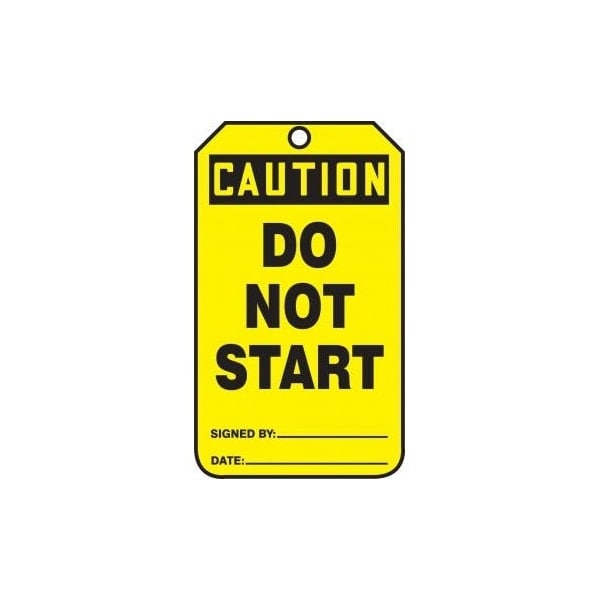 Accuform Safety Tags, CAUTION DO NOT START, 5.75in x 3.25in, RP-Plastic, 5PK MDT640PTM - main
